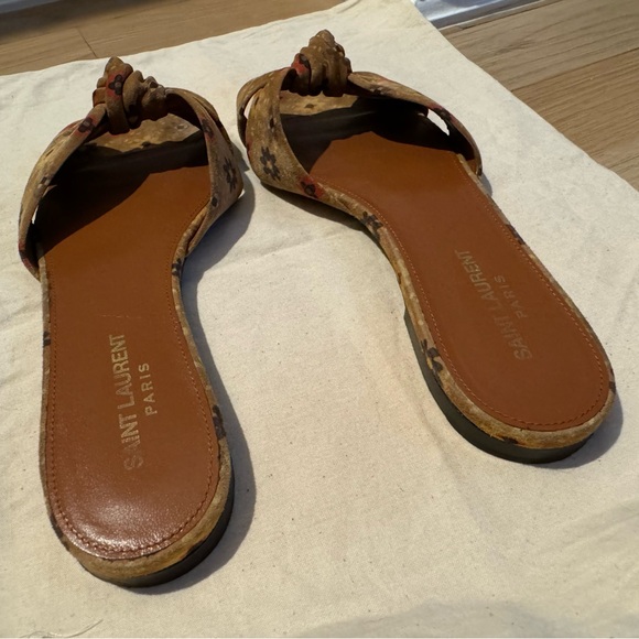 Saint Laurent Bianca floral sandal 39.5 beige floral - Picture 3 of 7